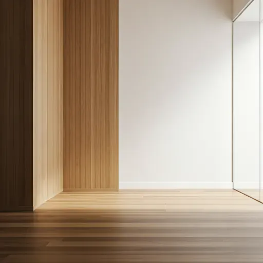 Minimalist interior with wood and concrete